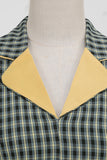V Cuello Verde Faja 1950s Vestido con 3/4 Mangas