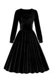 Vestido Vintage de Terciopelo Manga Larga Negro