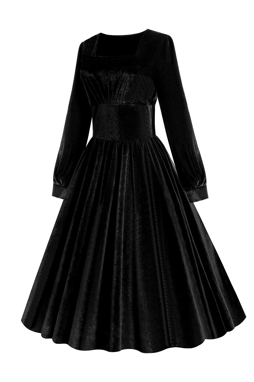 Vestido Vintage de Terciopelo Manga Larga Negro