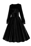 Vestido Vintage de Terciopelo Manga Larga Negro