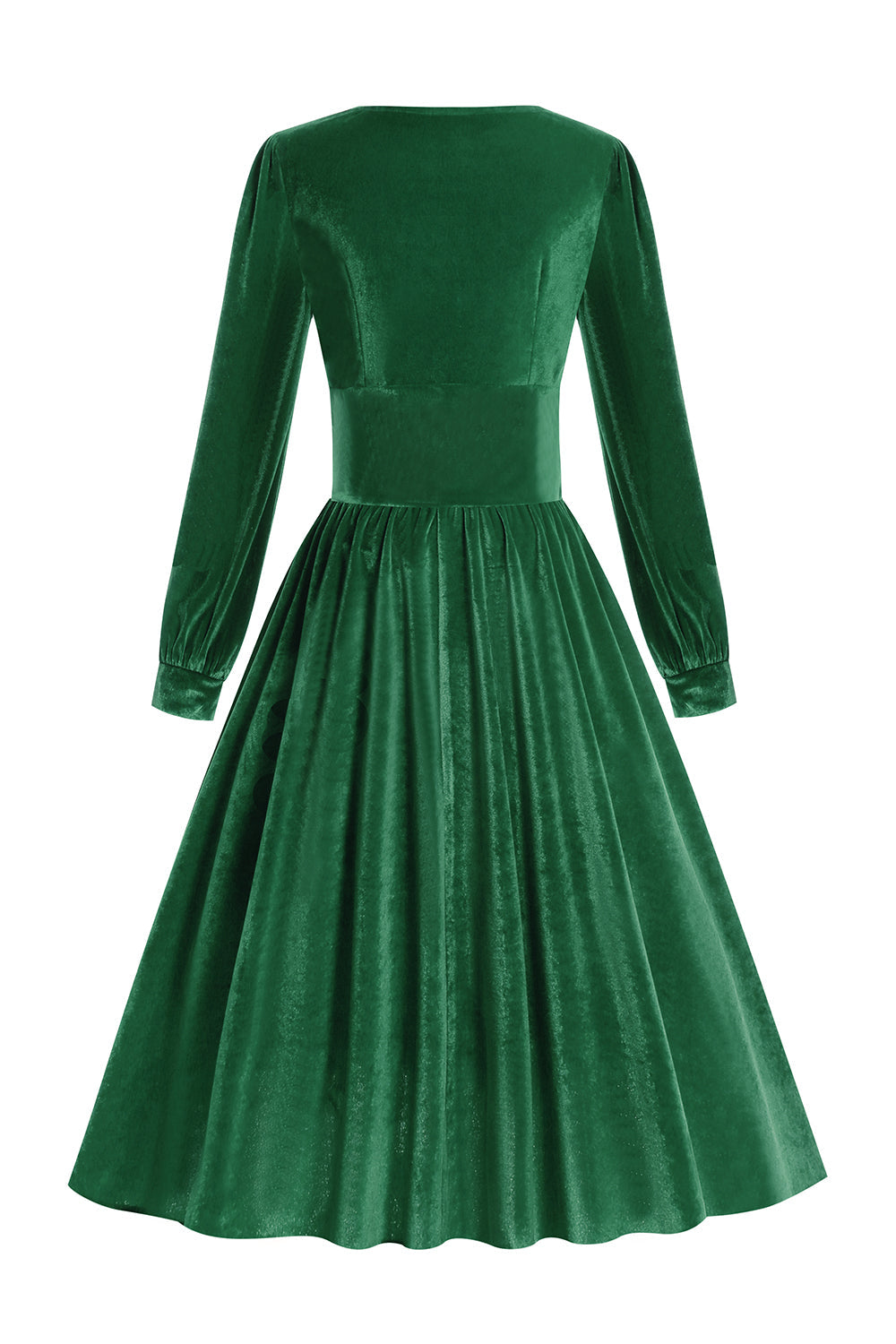 Vestido verde oscuro de terciopelo cuello cuadrado