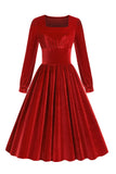 Vestido Vintage de Terciopelo Rojo