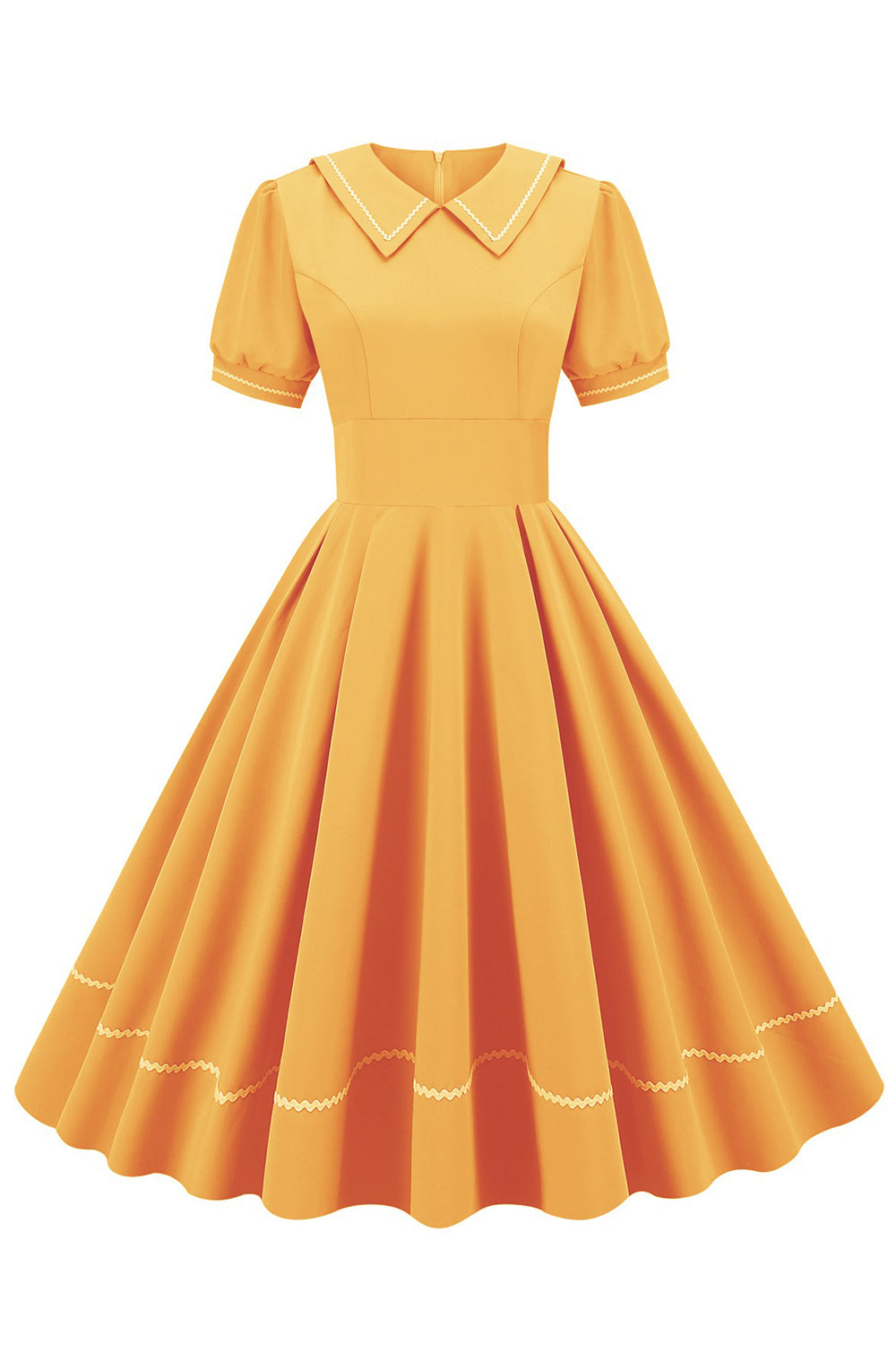 Vestido Azul Retro Mangas Cortas