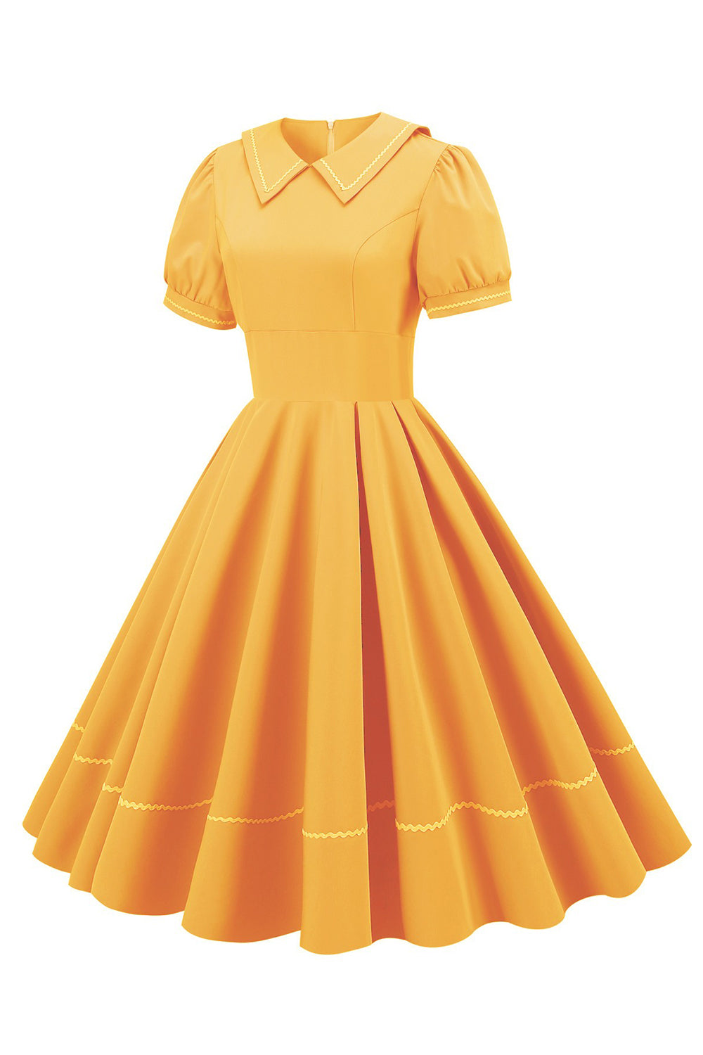 Vestido Azul Retro Mangas Cortas