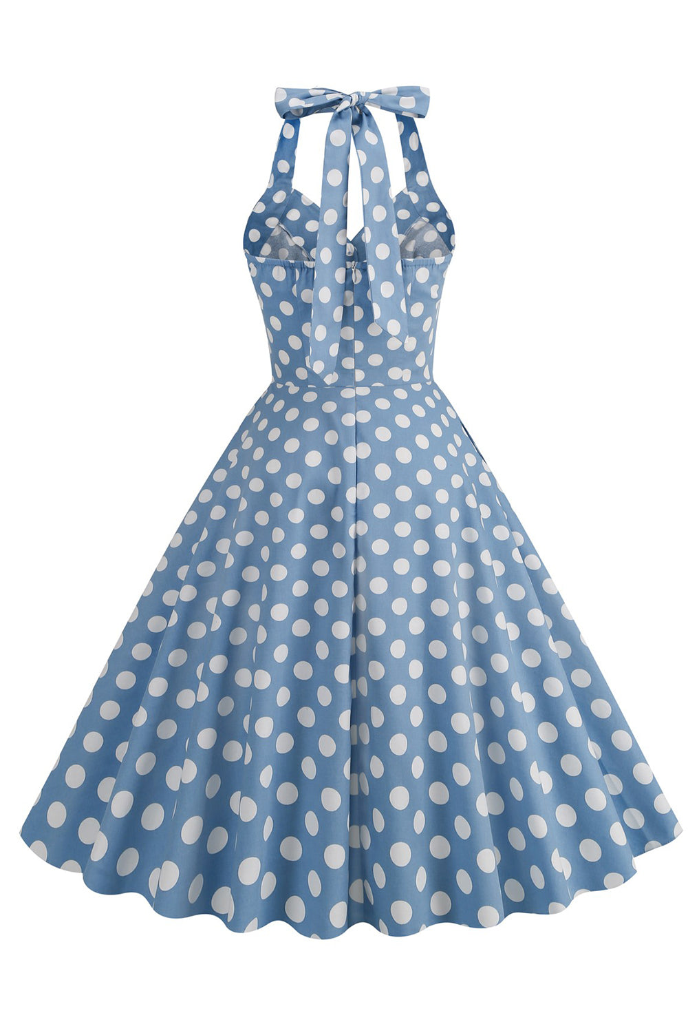 Lunares Azul Vestido de 1950 Halter