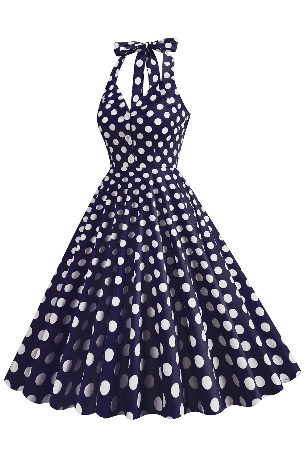 Lunares Azul Vestido de 1950 Halter