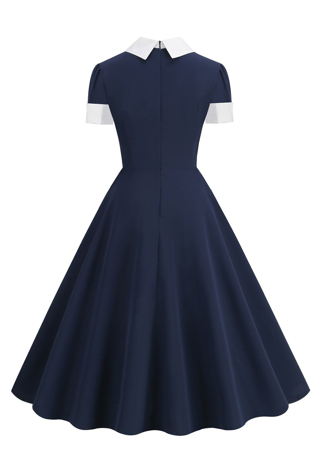 1950s Vestido Azul Marino A Línea