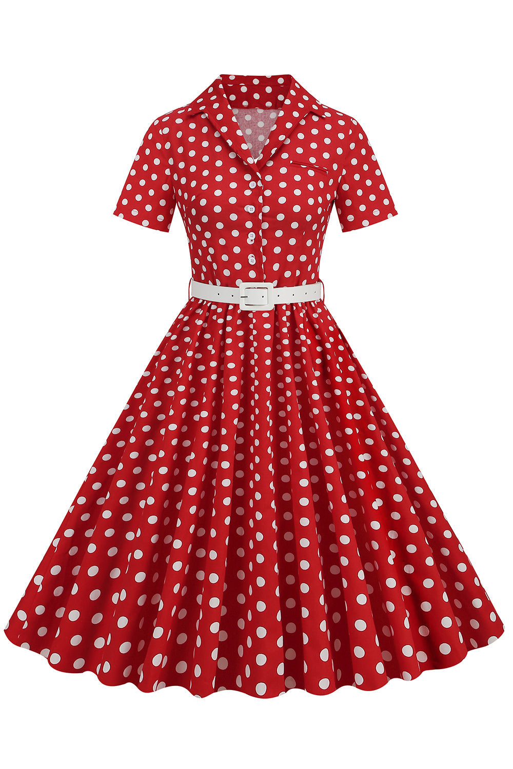 Cuello en V Azul Lunares 1950s Vestido