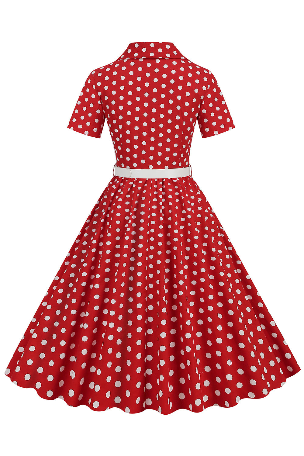 Cuello en V Azul Lunares 1950s Vestido