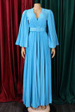 Vestido Boda Invitada Azul Cielo Cuello en V