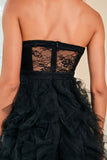 Vestido de Graduación Negro Sin Tirantes