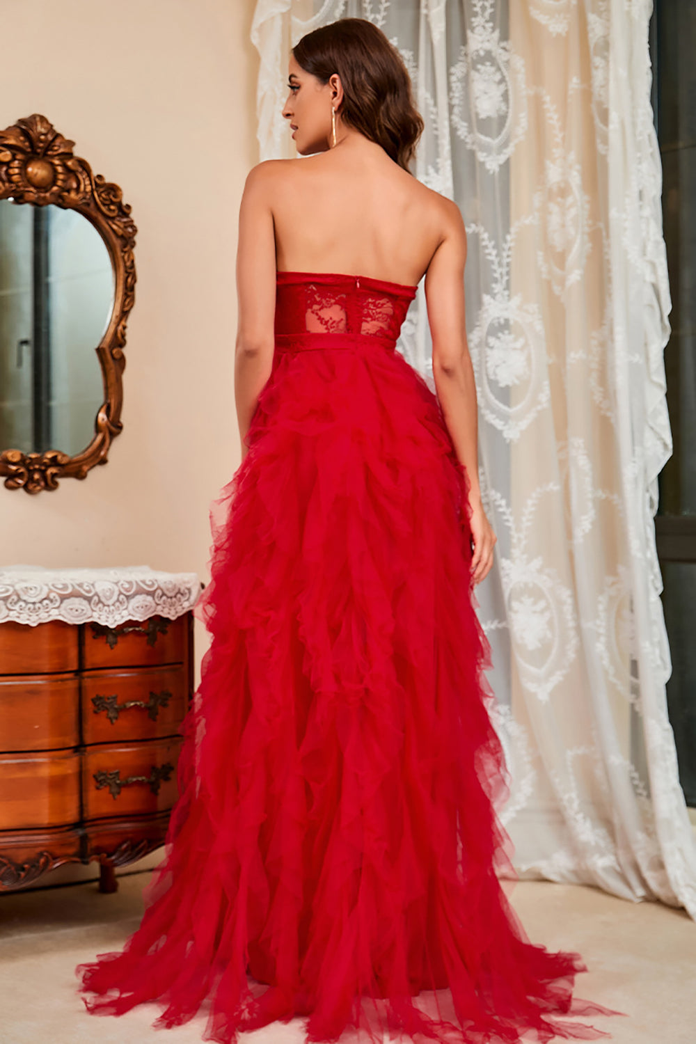 Vestido de Graduación Negro Sin Tirantes