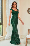 Vestido de Fiesta Lentejuelas Verde Oscuro