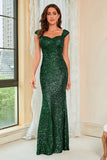 Vestido de Fiesta Lentejuelas Verde Oscuro