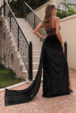 Vestido de Fiesta Negro Sin Tirantes