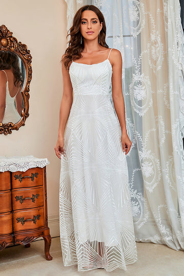 Correas de Espagueti Blanco Vestido de Graduación