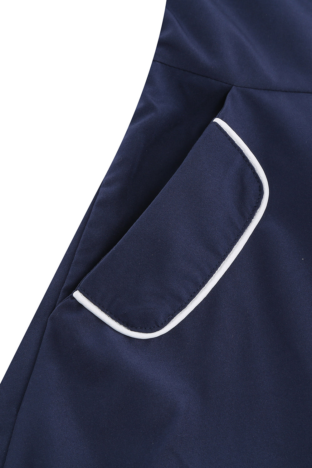 Halter Rayas Azul Vestido Retro Con Bolsillos