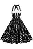 Red Halter Polka Dots 1950s Vestido