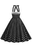 Red Halter Polka Dots 1950s Vestido