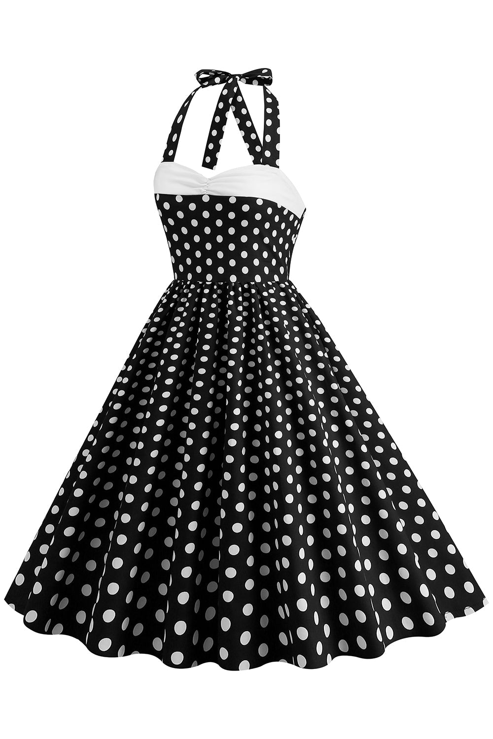 Red Halter Polka Dots 1950s Vestido