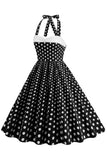 Red Halter Polka Dots 1950s Vestido