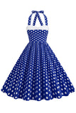 Red Halter Polka Dots 1950s Vestido
