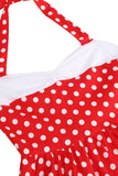 Red Halter Polka Dots 1950s Vestido