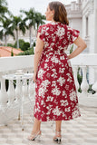 Borgoña V Cuello Vestido de Verano