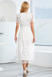 A-Line Blush Vestido Casual con mangas cortas