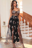 Verde oscuro Sparkly Long Prom Dress con lentejuelas