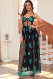 Verde oscuro Sparkly Long Prom Dress con lentejuelas