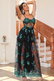 Verde oscuro Sparkly Long Prom Dress con lentejuelas