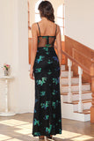 Vestido largo de baile de graduación verde oscuro con hendidura