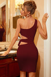 Rosa Un hombro recortado Bodycon Homecoming Vestido
