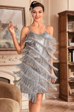 Tirantes de espagueti dorados con flecos Vestido del Gran Gatsby de los años 20