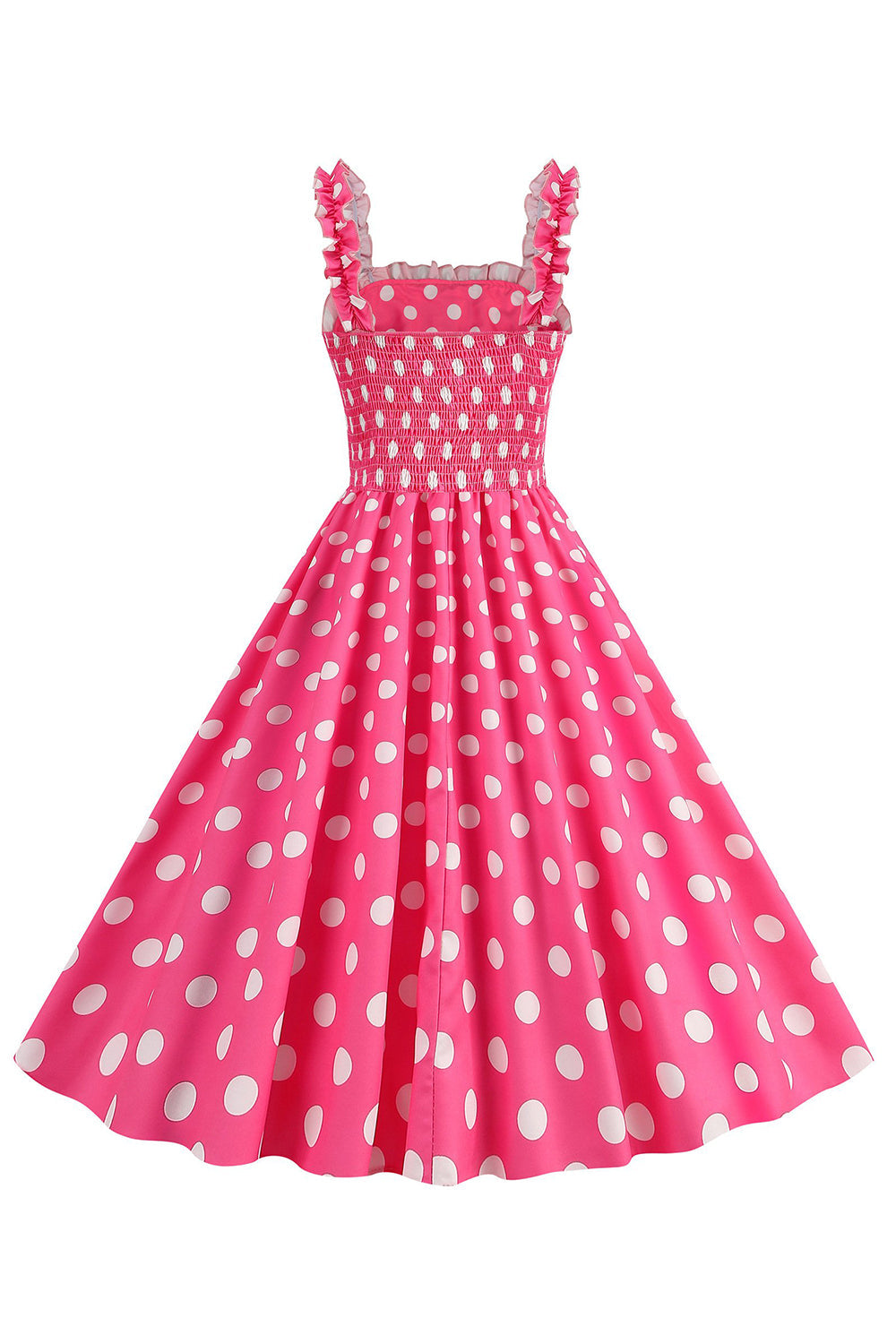 Lunares rosas Una línea de vestido de la década de 1950