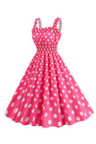 Lunares rosas Una línea de vestido de la década de 1950