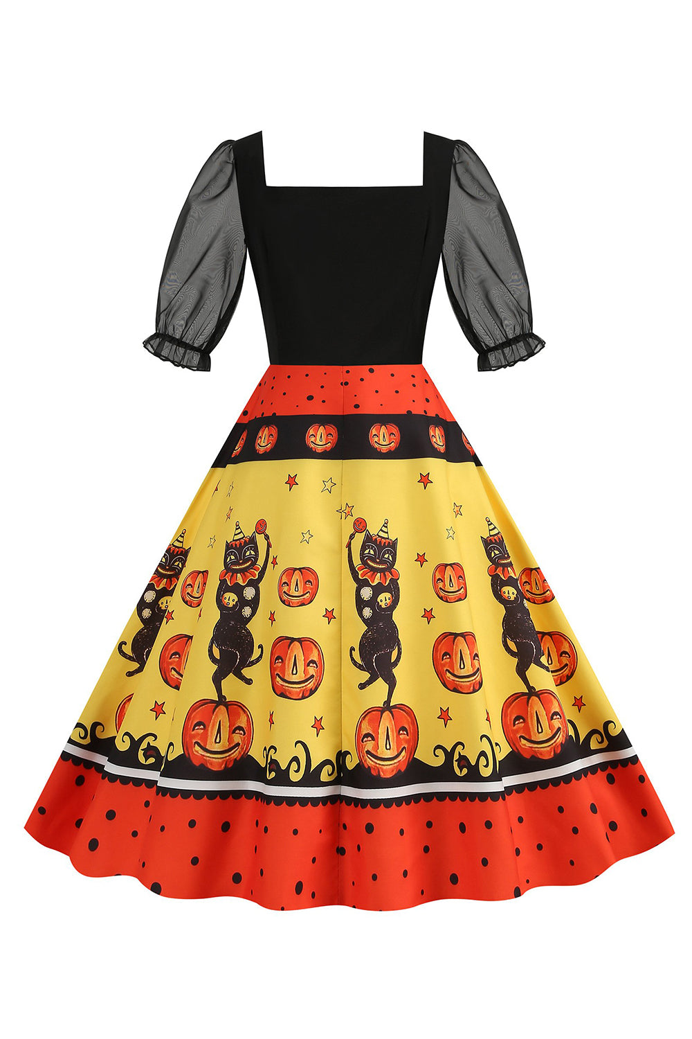 Black A Line Halloween Vestido vintage impreso