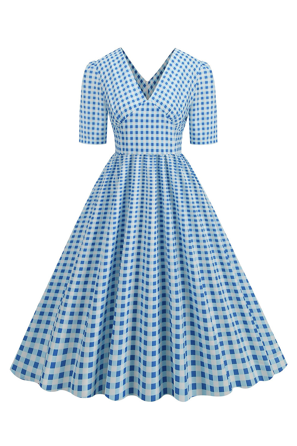 Vestido negro con cuello en V con cuello en V de la década de 1950