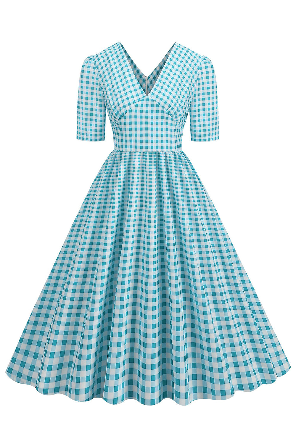 Vestido negro con cuello en V con cuello en V de la década de 1950