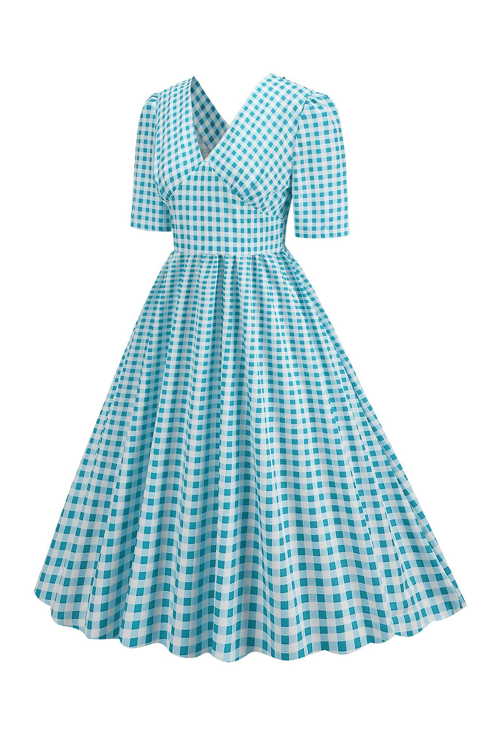 Vestido negro con cuello en V con cuello en V de la década de 1950