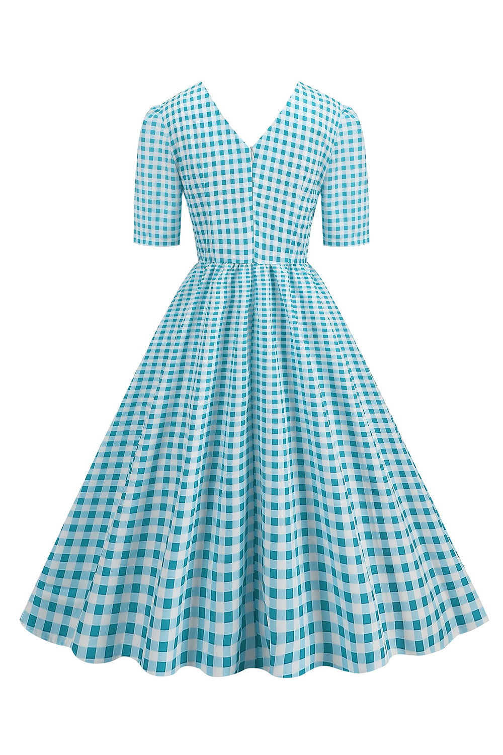 Vestido negro con cuello en V con cuello en V de la década de 1950
