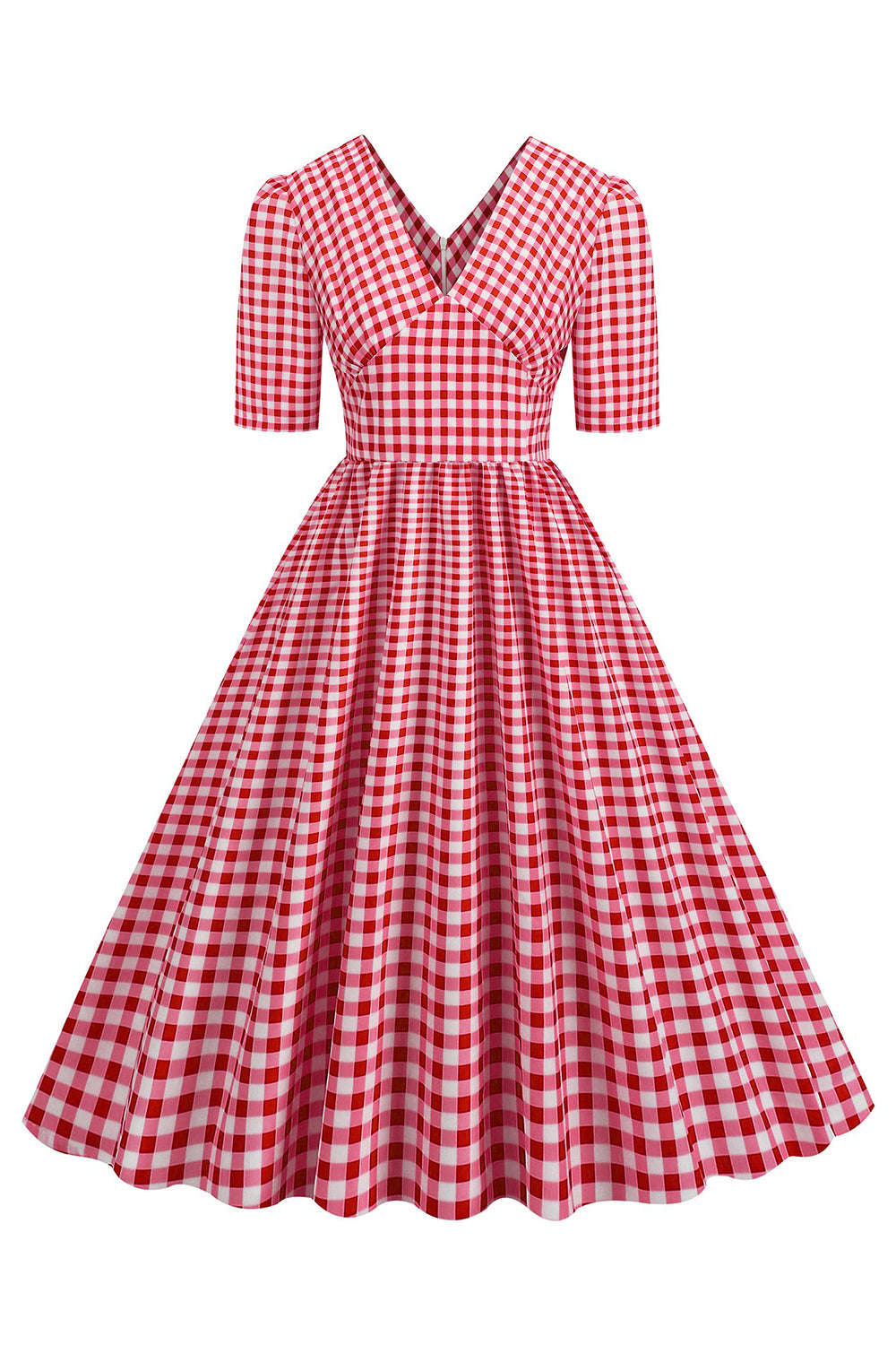 Vestido negro con cuello en V con cuello en V de la década de 1950