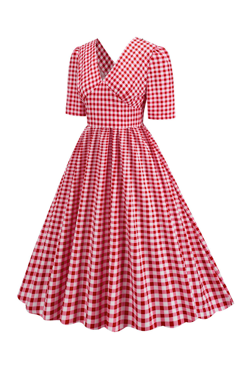 Vestido negro con cuello en V con cuello en V de la década de 1950