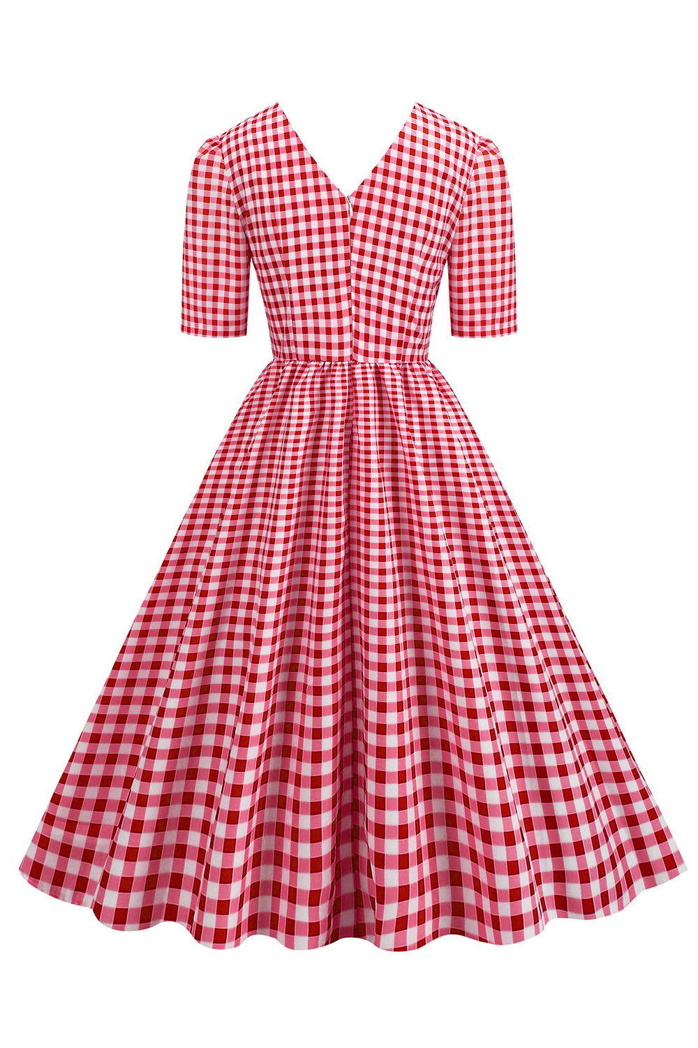 Vestido negro con cuello en V con cuello en V de la década de 1950