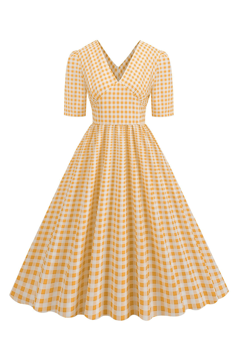 Vestido negro con cuello en V con cuello en V de la década de 1950