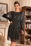 Vestido de lentejuelas brillantes de la década de 1920 con mangas de murciélago