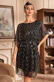 Vestido de lentejuelas brillantes de la década de 1920 con mangas de murciélago