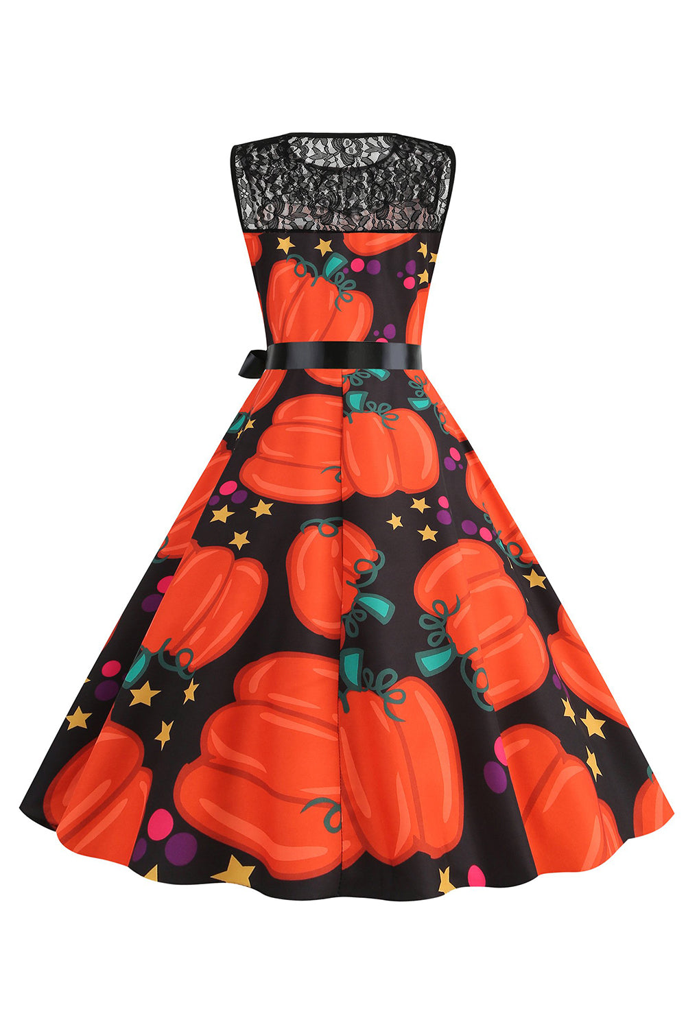 Halloween Calabaza estampada naranja vestido vintage