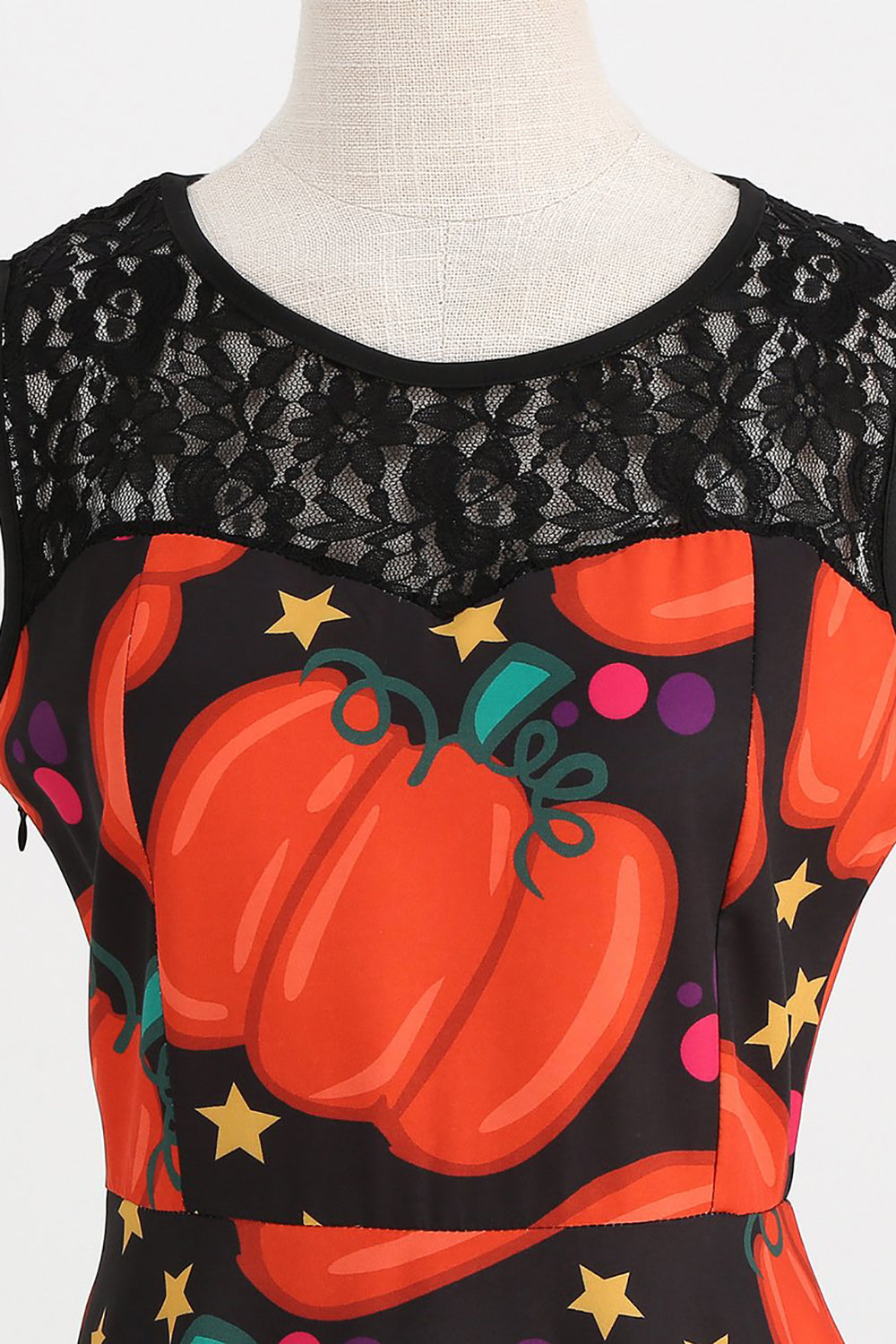 Halloween Calabaza estampada naranja vestido vintage